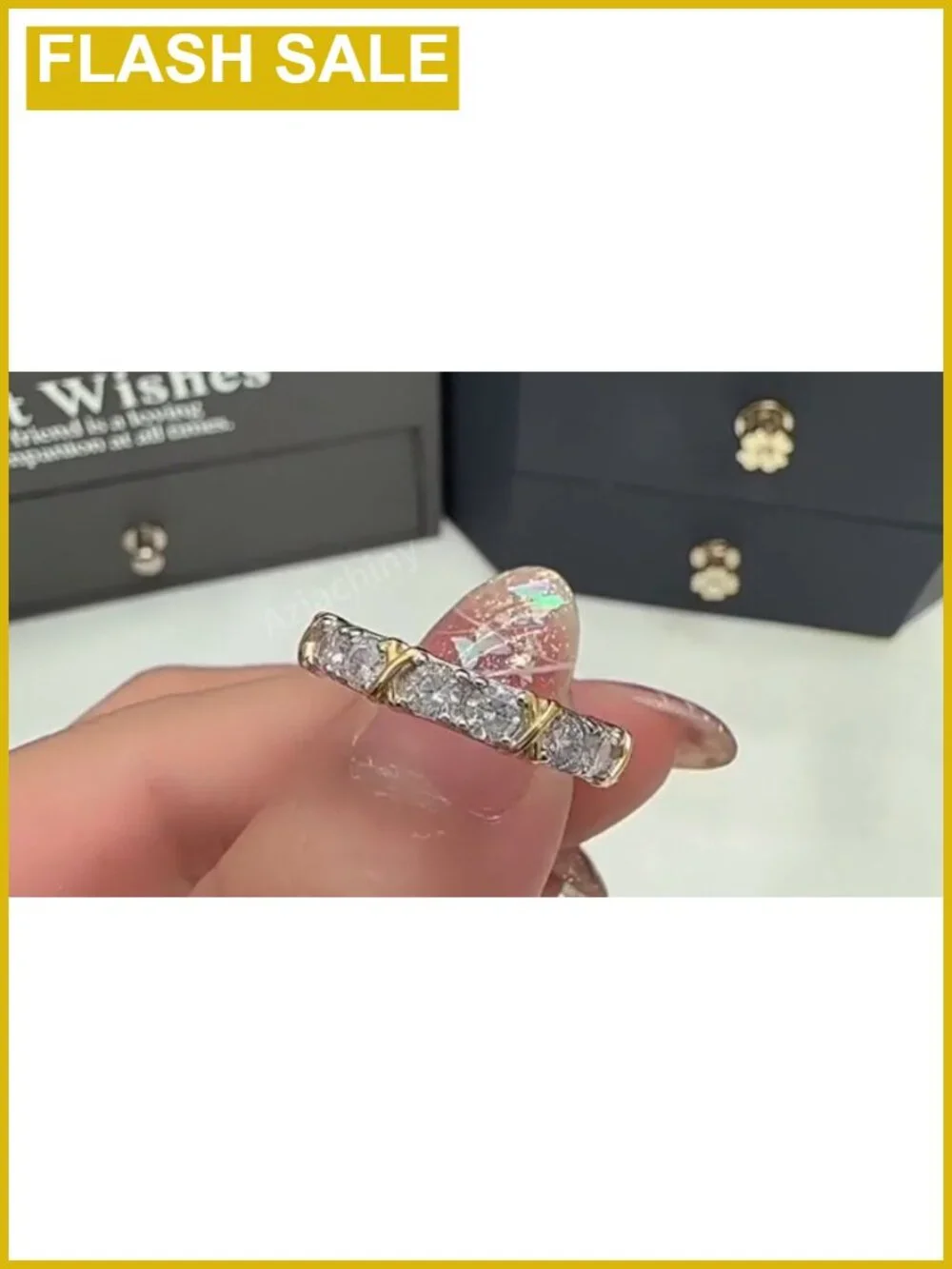 Sterling Silver Moissanite Cross Ring Size 8 Prong Set Eternity Band